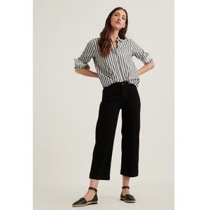 Lucky Brand Black Cropped Wide Leg Jeans